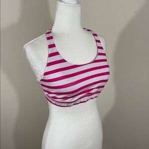 Gap sz sm sports bra deep pink and white stripe